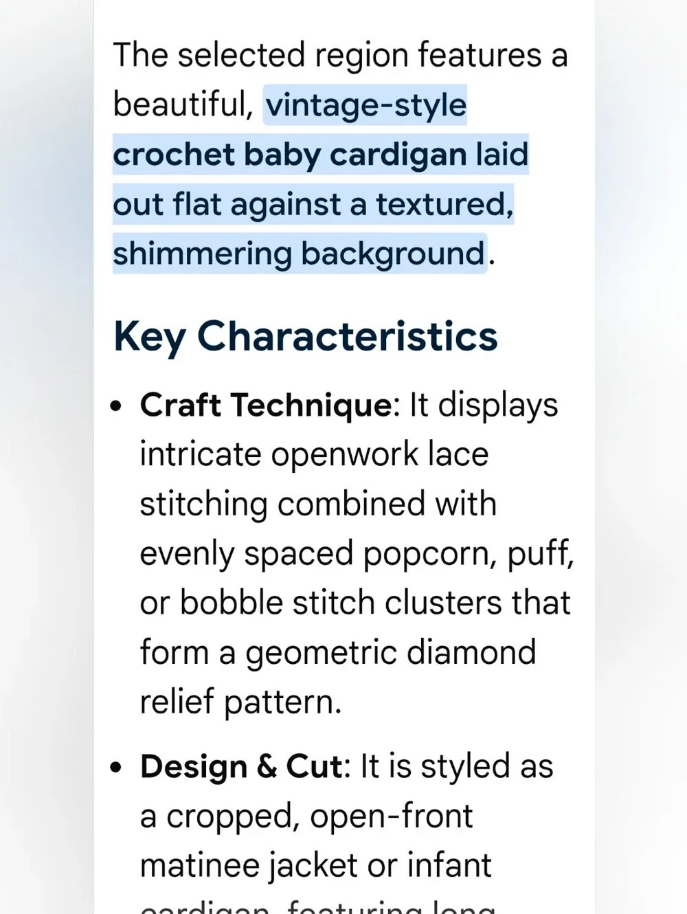 Crocheted Open-Front Baby Cardigan from Croatia